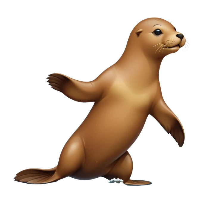 A sea lion twirls and claps its flippers, dancing playfully by the shore with joyful energy sticker