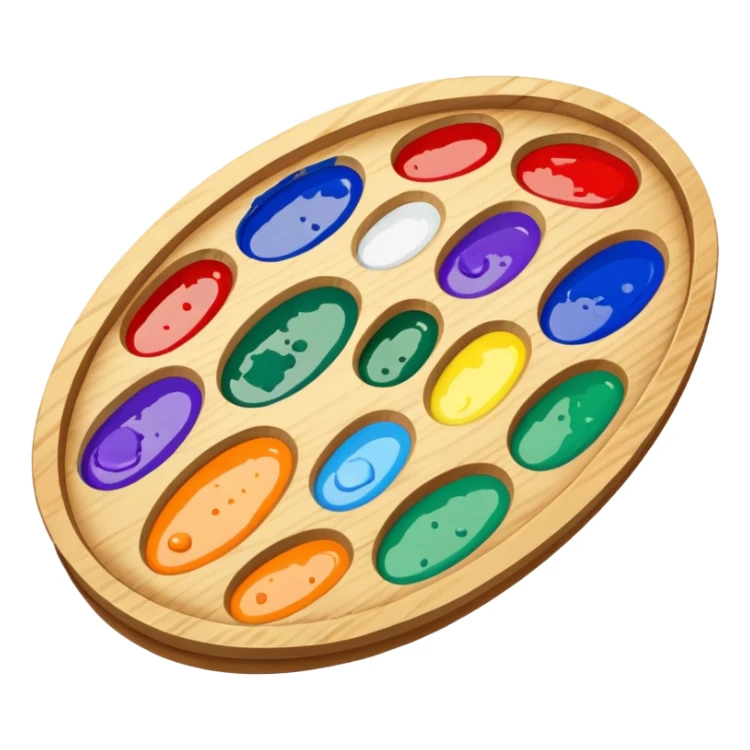 Wooden oval palette with paint blobs sticker