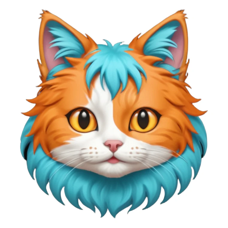 cat with turqoise hair sticker