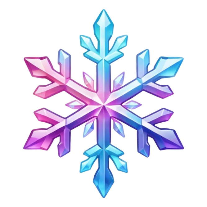 Gradient iridescent Pastel rainbow Pink violet blue crystal star snowflake  sticker