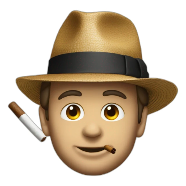 macron wearing a hat with a cigar in mouth sticker