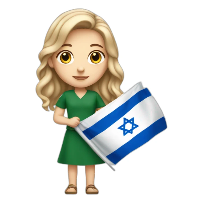 White girl holding Israel flag sticker