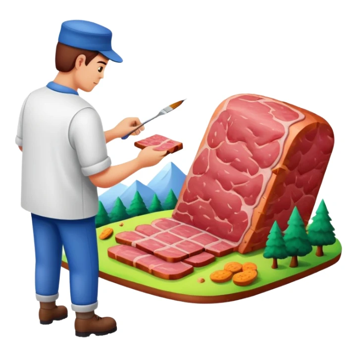 artist painting a SPAM meat landscape  sticker