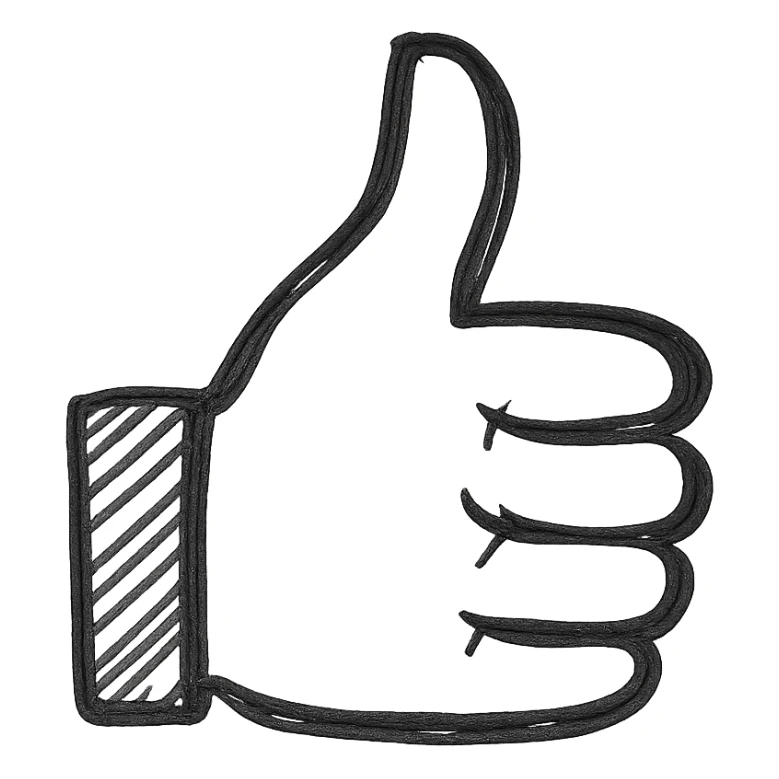 hand drawn outlined icon of a pink thumbs up, no fill sticker