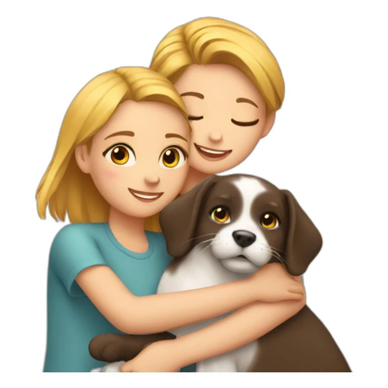 girl hug a cat and a dog sticker