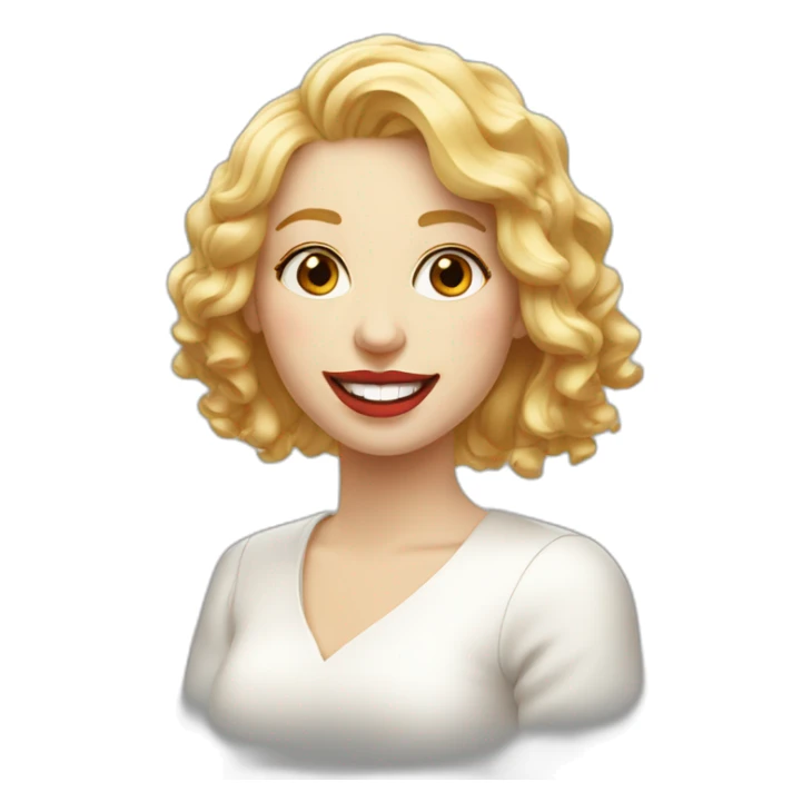 Joyful and playful white woman, passionate about programming and art, red lip blond hair sticker