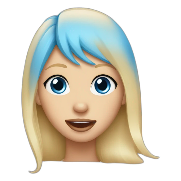 Blue eyed blond girl sticking tongue out sticker
