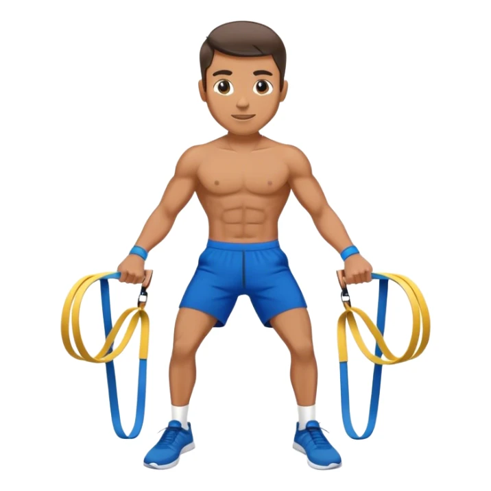 fit man with blue shorts resistance bands exercises sticker