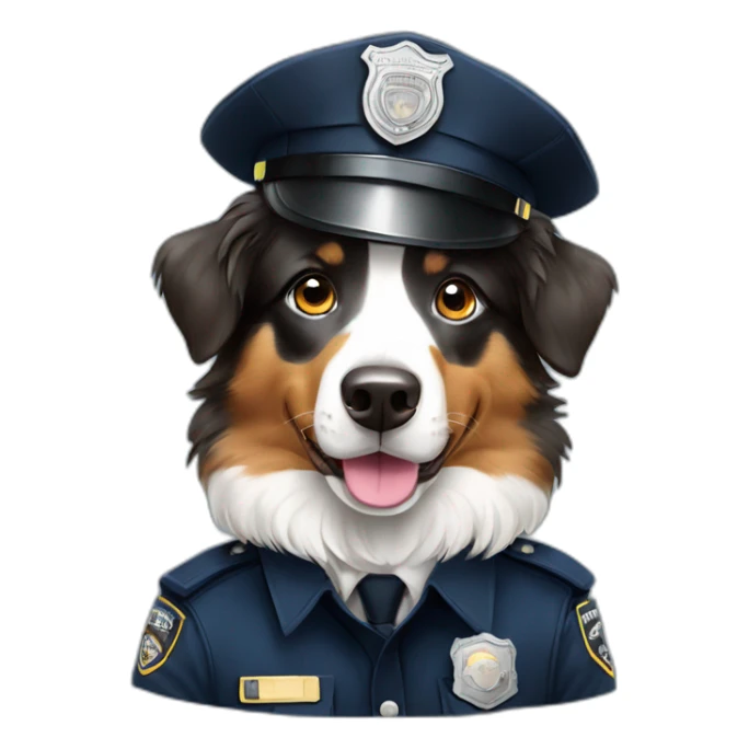 Australian Shepherd in Police Uniform Full portrait sticker
