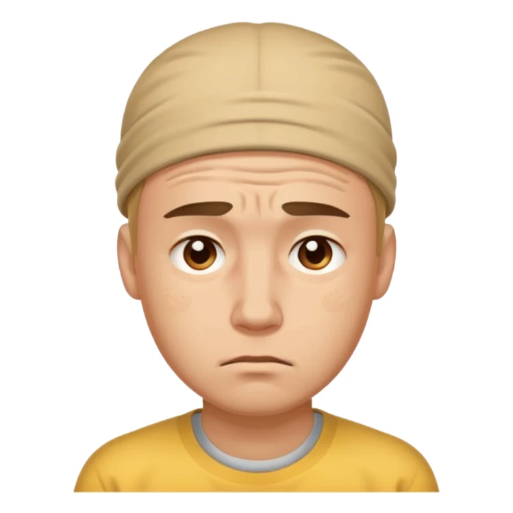 tired sad man with sweat on his forehead sticker