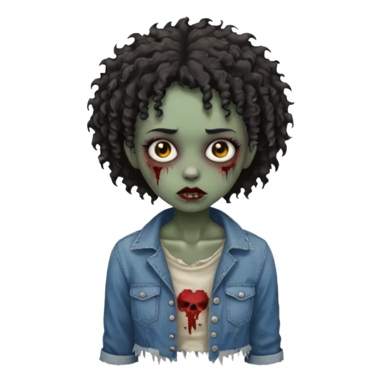 A black zombie girl with very short curly hair sticker