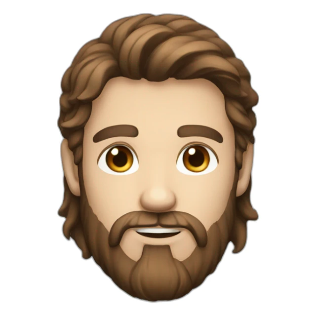 man long brown hair, beard and blue coloured eyes sticker
