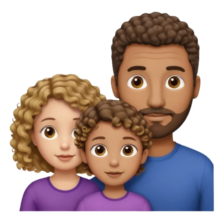 Brown dad with short fade and stubble beard with his two daughtersbone who is 5 and has curly brown and blone hair and one who is smaller who has wavy brown hair mixed race sticker
