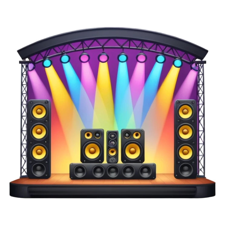 concert stage with colorful lights and huge speakers sticker