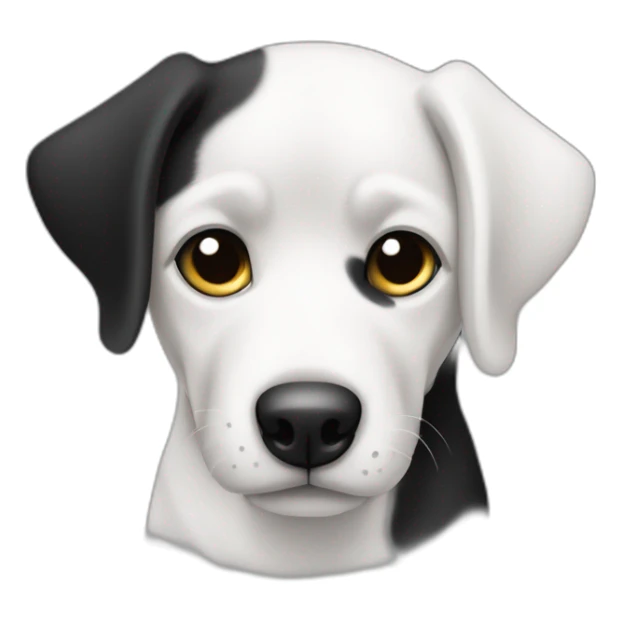 Perro adoptado blanco y negro pensativo  sticker