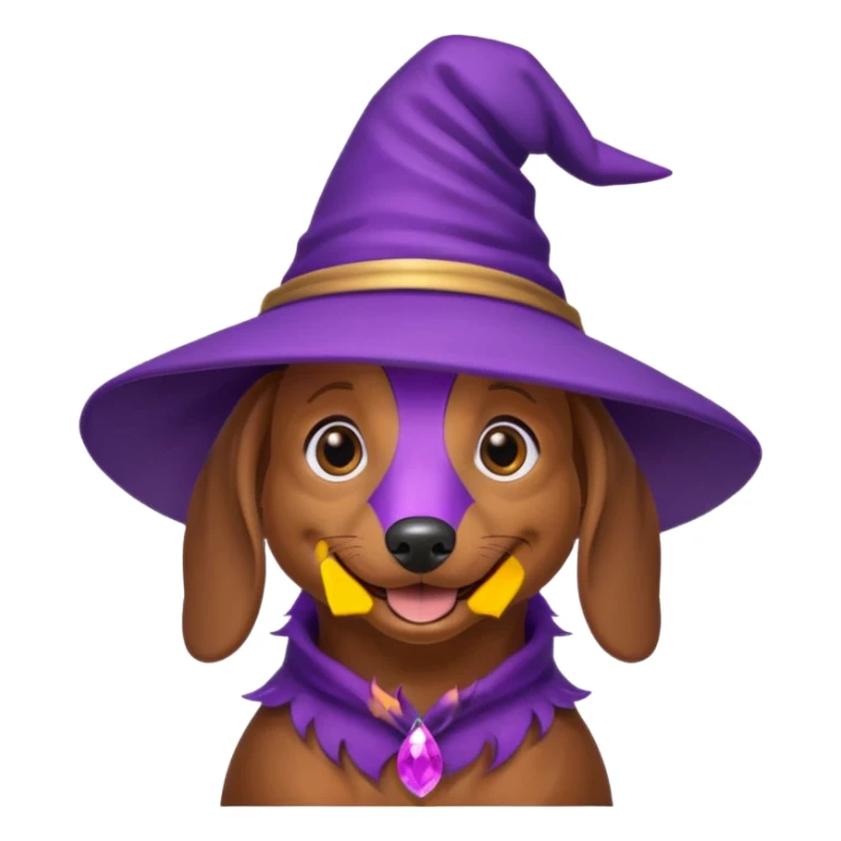 Dachshund dog wear purple wicth hat sticker