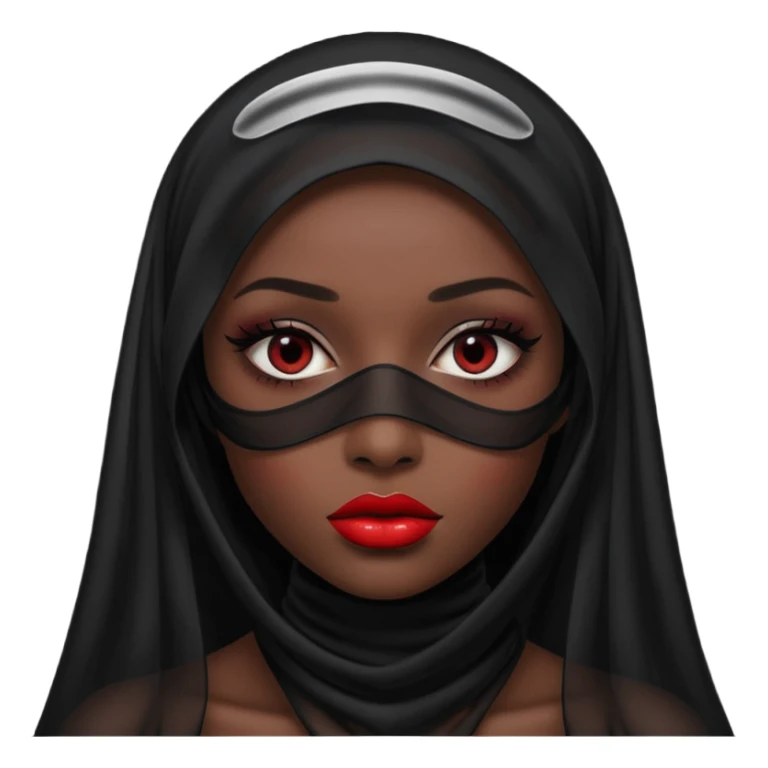 Face hidden under sheer black veil, lips and eyes barely visible sticker