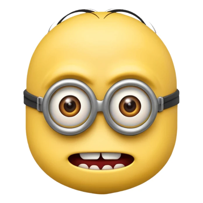 close up of a minion emoji with an evil expression sticker