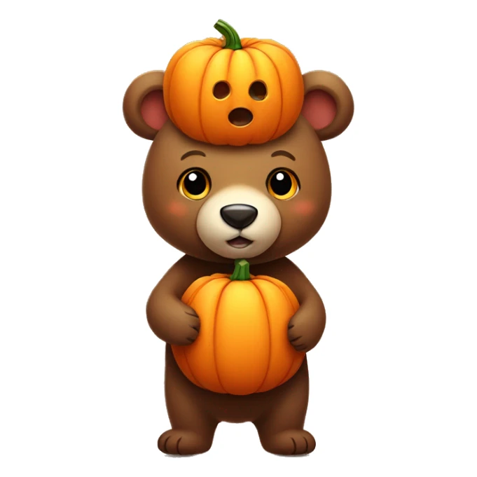 a cute little bear with a little pumpkin on his head sticker