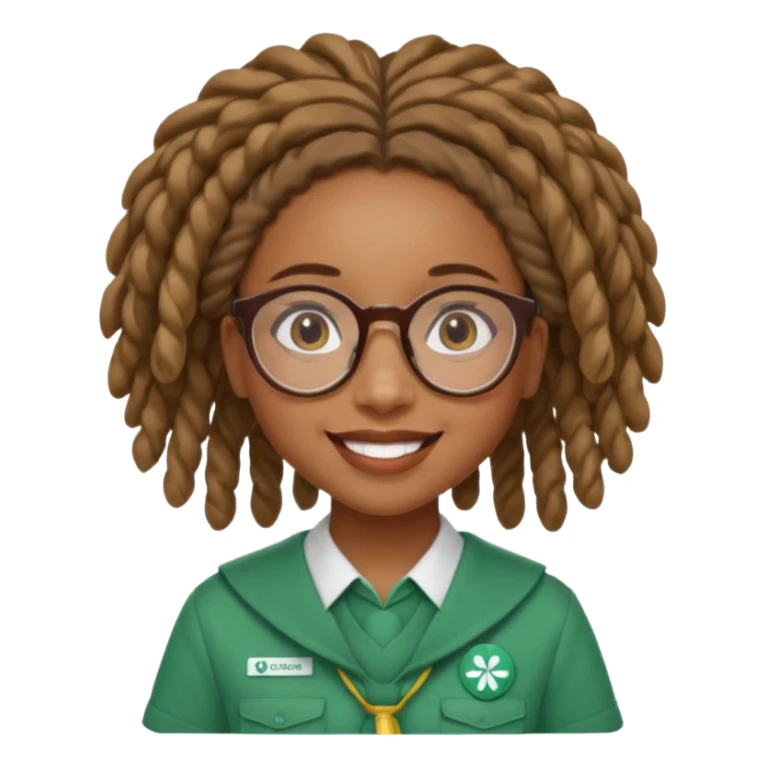 African American Girl Scout with glasses and locs sticker
