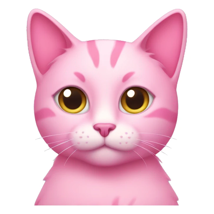Pink cat with pink hearts instead of eyes sticker