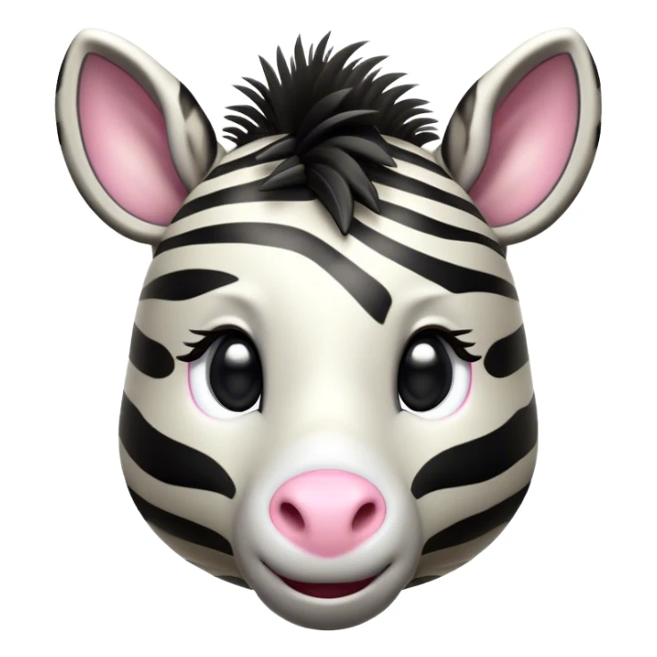 Cinematic Cute Zebra Portrait Emoji, Head tilted playfully and inquisitively, featuring a glossy, intricately striped Fur of black and white with round, sparkling eyes filled with curious wonder, Simplified yet irresistibly adorable features, highly detailed, glowing with a warm, friendly glow, high shine, affectionate and spirited, stylized with a touch of savannah whimsy, bright and endearing, soft glowing outline, capturing the essence of a mischievous yet loving zebra, so playful it feels like it could prance out of the screen and into your arms! sticker