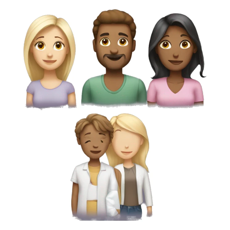 3 adults - 1 tall, one short and  woman sticker