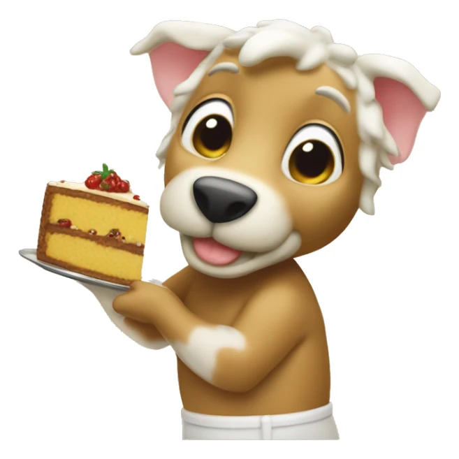 Un maiale dorato che mangia torte sticker