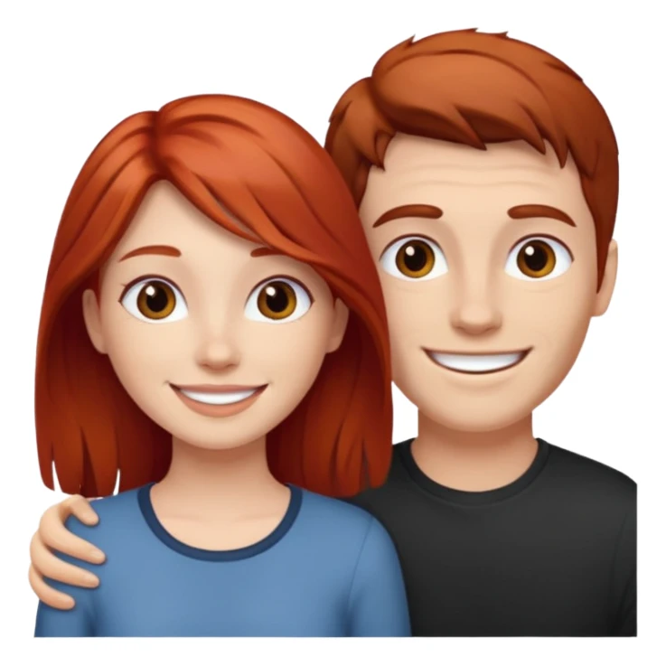 Red haired girl with white guy dark brown hair  romance sticker