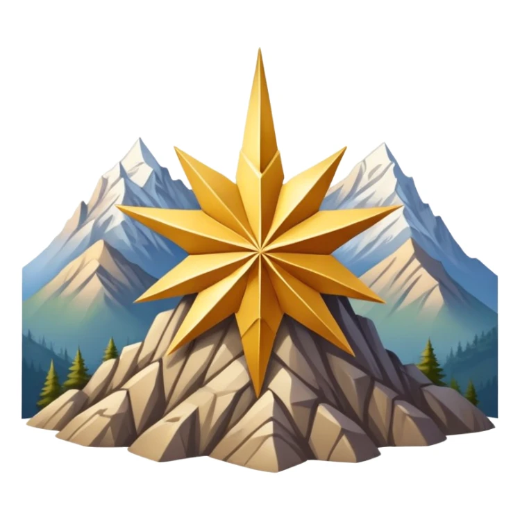 eight-pointed star with wide points and mountain silhouette in center sticker