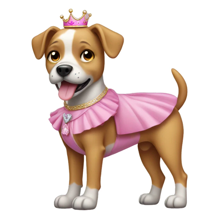 Dog wearing a pink princess dress sticker