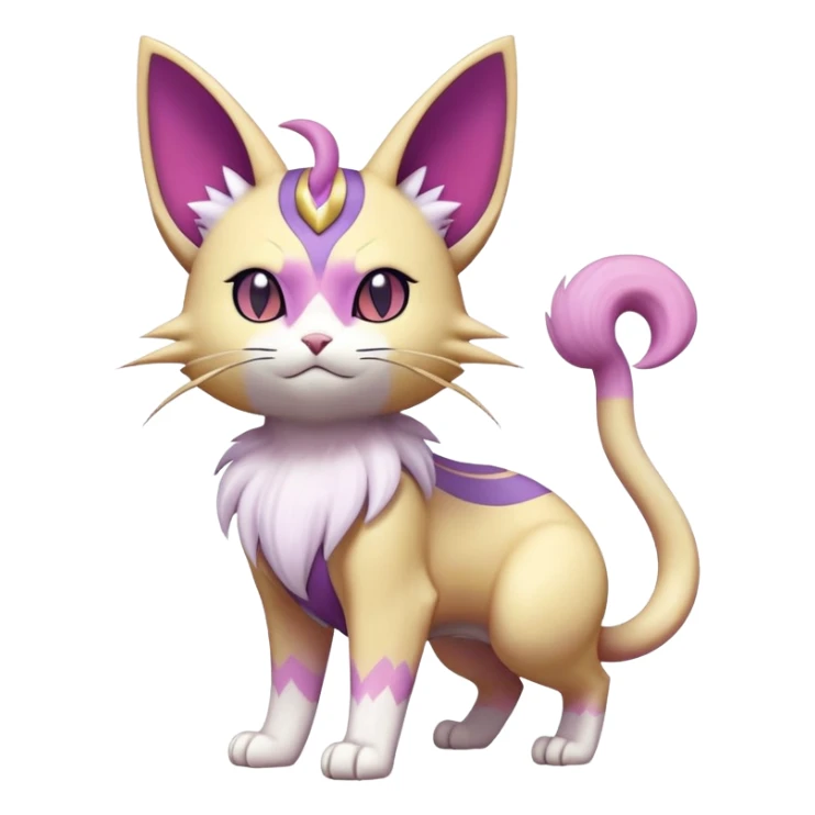 Meowth-Espeon-Skitty-Pokémon-Fakémon-hybrid-creature (full body) sticker