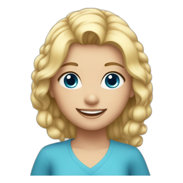 Girl with blond hair, big blue eyes, beautiful smile sticker