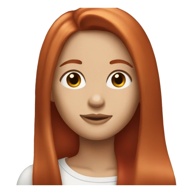 Red head long straight hair with blush  sticker
