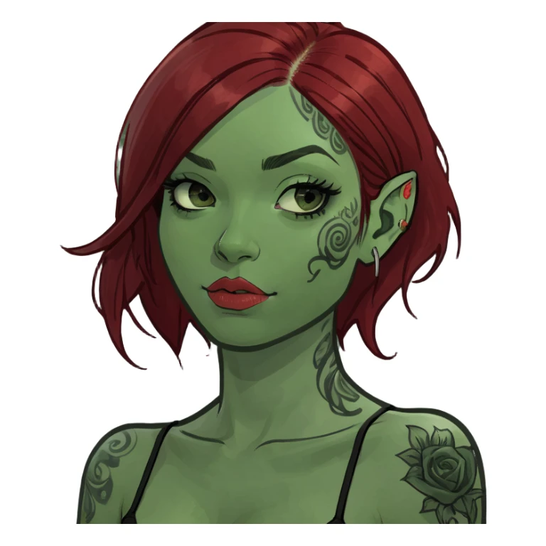 Girl with dark red hair and tattoos sticker