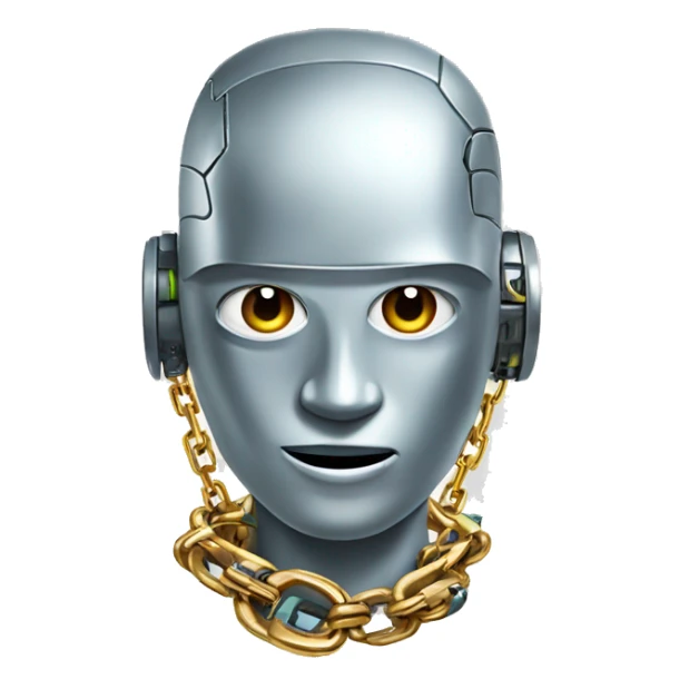 a robot with a tennis chain on neck, tennis chain sticker