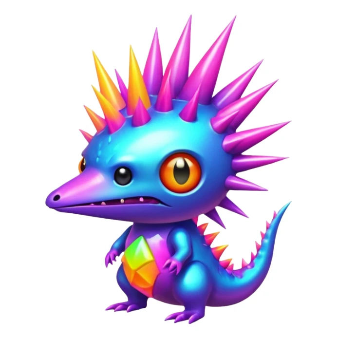 An exotic neon colorful unique bizarre eccentric Fakémon-creature sticker