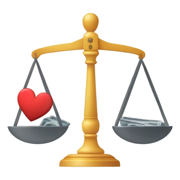 work life balance - A scale or balance icon with a briefcase or money on one side and a heart or a house on the other side. This visual represents the balance between work and personal life. sticker