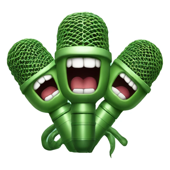 three-headed hydra holding a shure sm58 microphone in its paws sticker