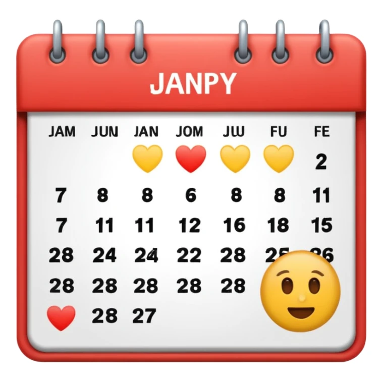 January calendar flat emojy style just writte Jan 2026 sticker