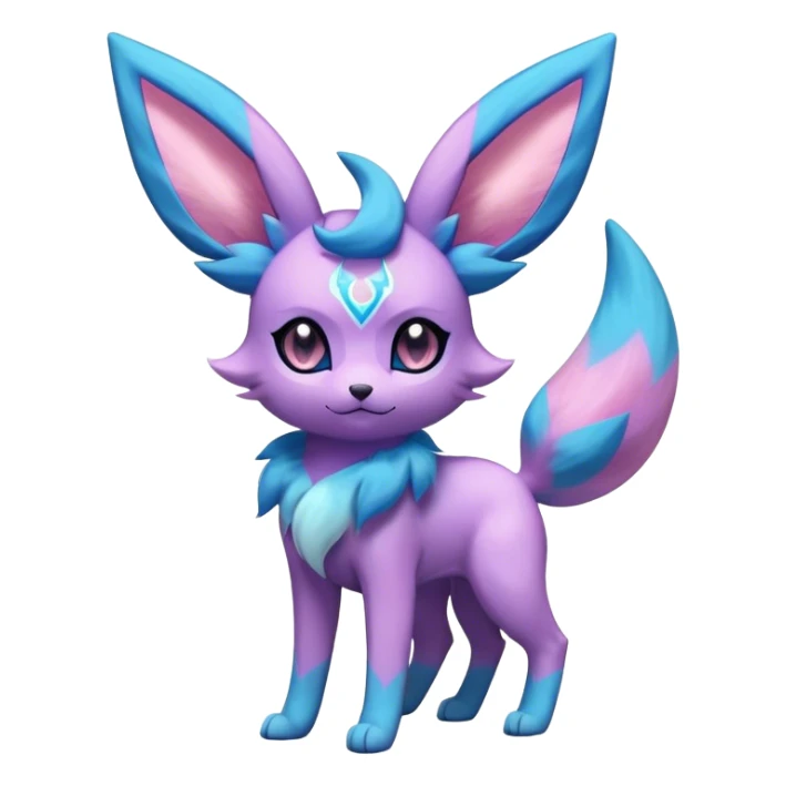Futuristic Fluffy Celestial Magical Glaceon-Espeon-Sylveon-Umbreon-hybrid, full bod sticker