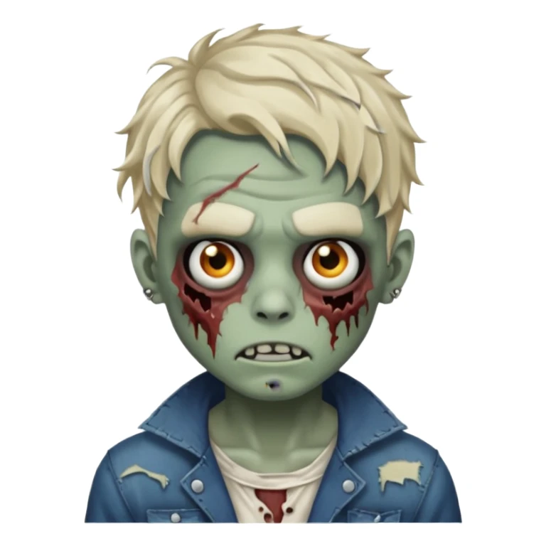 a zombie boy with eyebrow piercing and wavy medium hair sticker