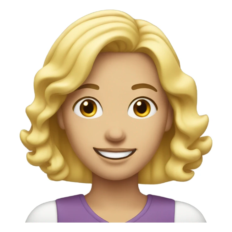 Blond woman with both hands under chin smiling sticker