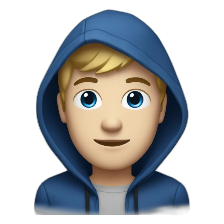 White young Adult Developer with a dark blue hood behind his computer and focus on his code  sticker