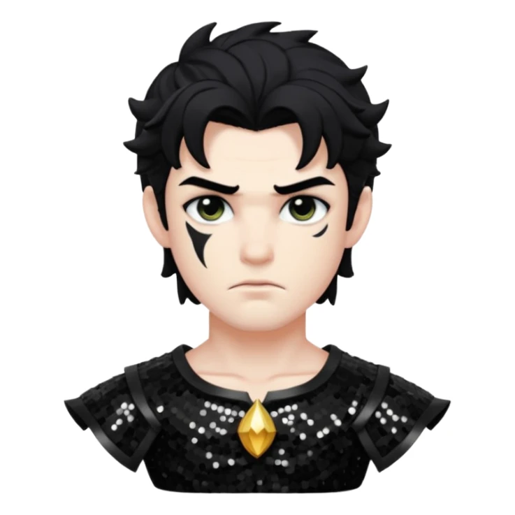 Cronus from Mythology with black hair, black sequin outfit sticker