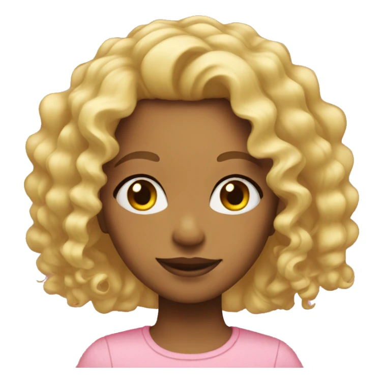 Girl with blond curl Hair wear pink sticker