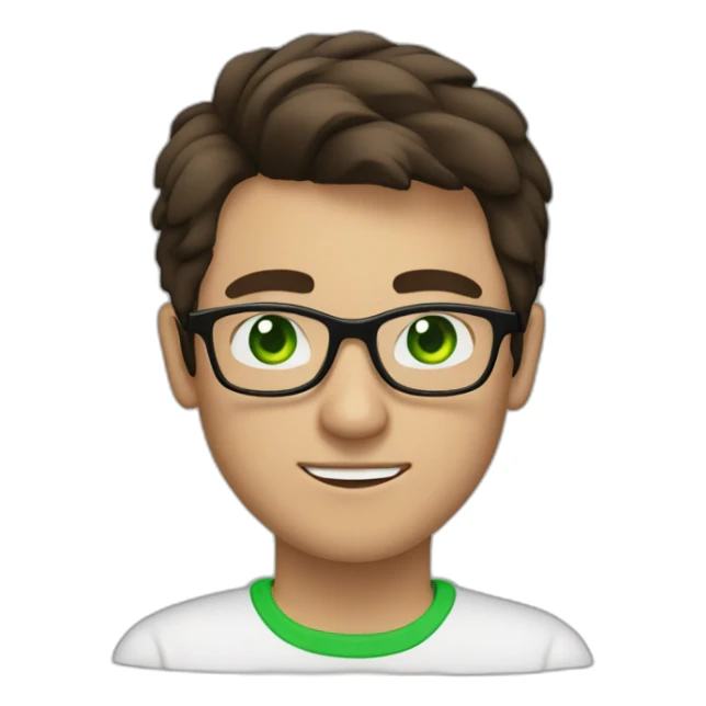 IT guy in round glasses with green eyes and dark brown hair sticker
