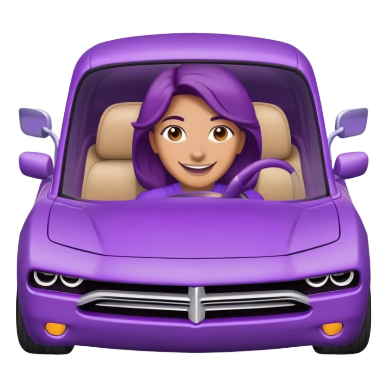 mom smiling driving purple charger sticker