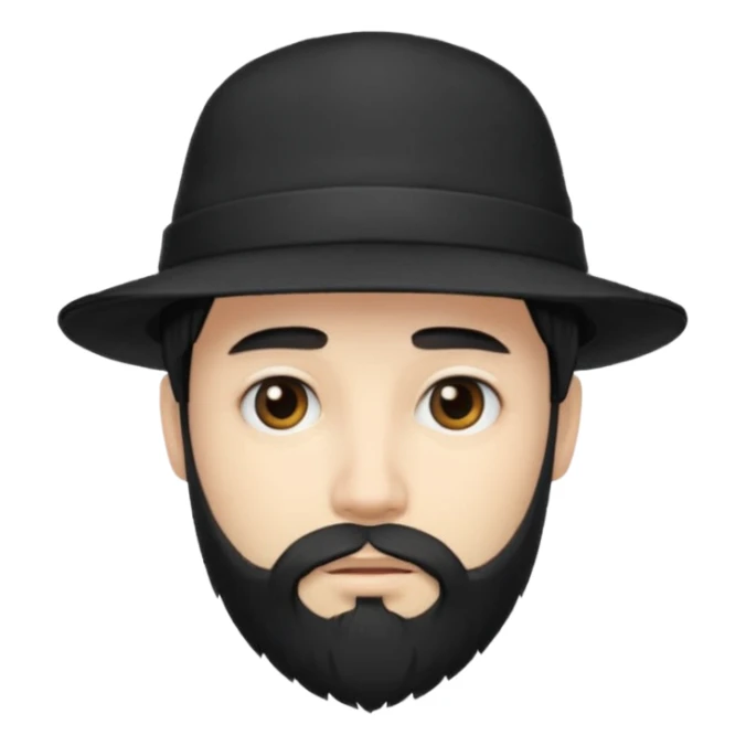 man with beard and emo hair with hat sticker