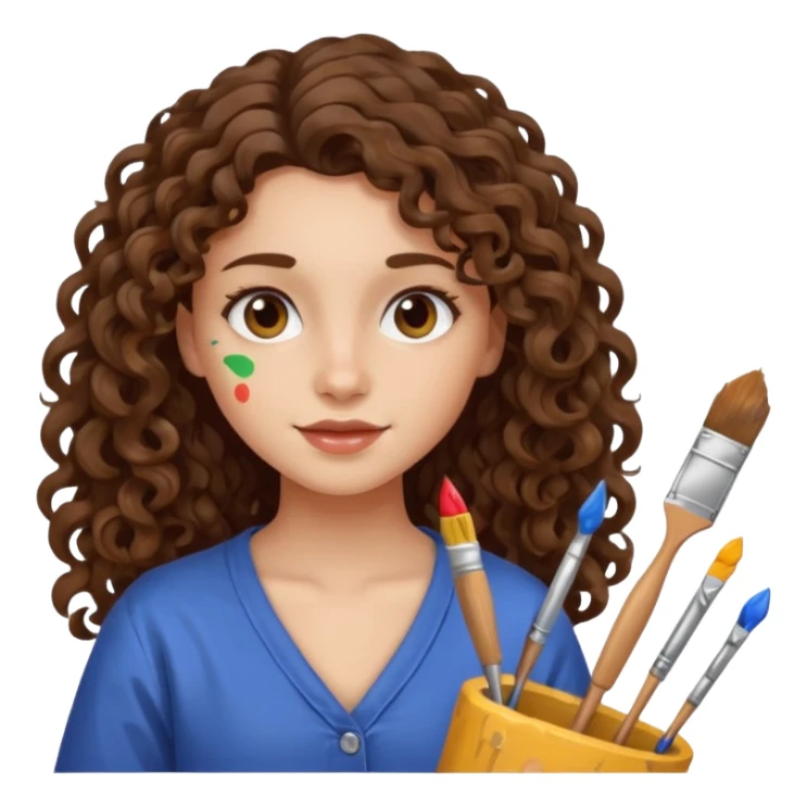 girl with long curly brown hair craft sticker